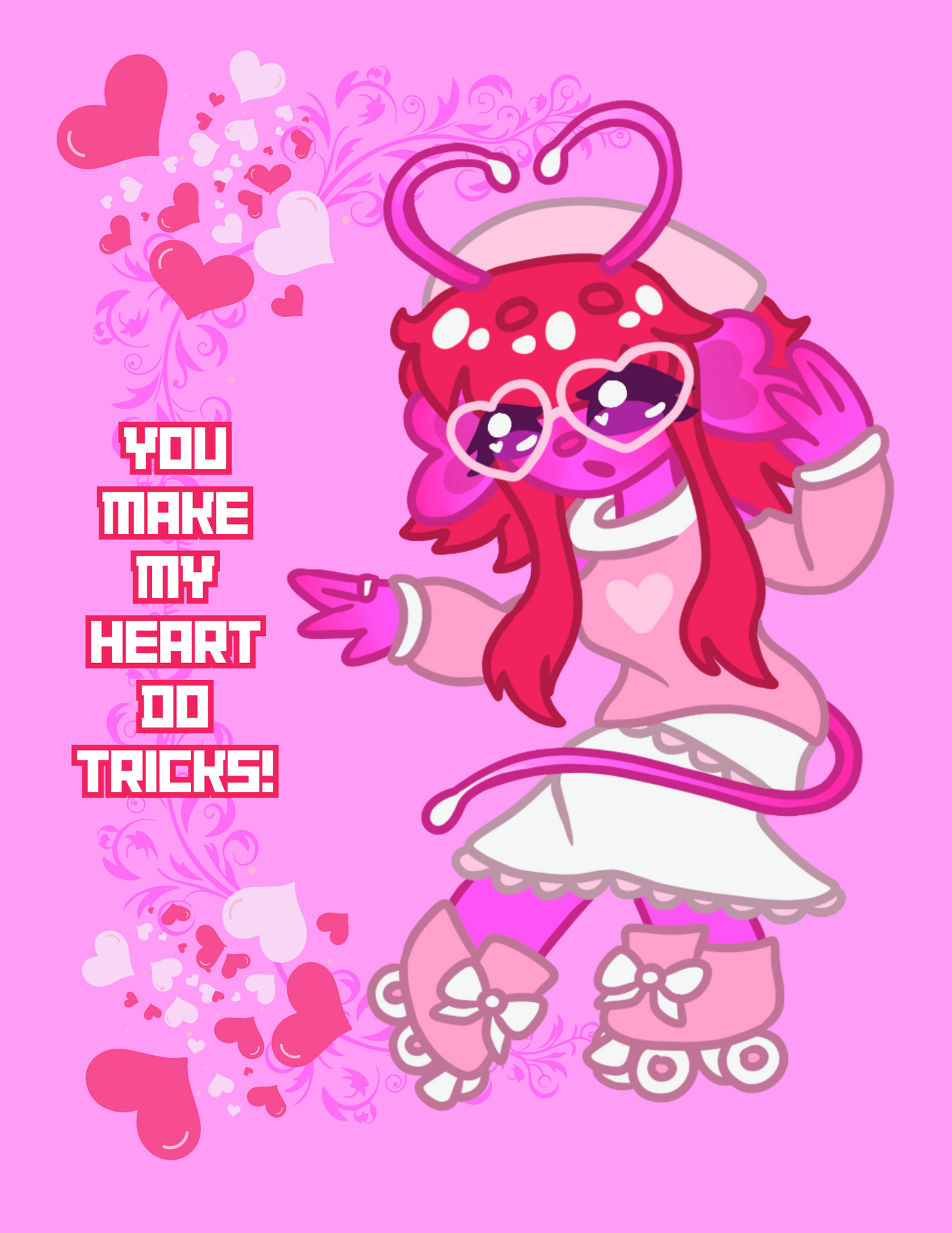 Kiwi Confused Alien Rollerskating Valentines - Digital Download & Print