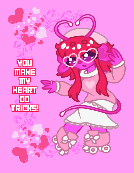 Kiwi Confused Alien Rollerskating  Valentines - Full Color Print (Set of 24 Cards)