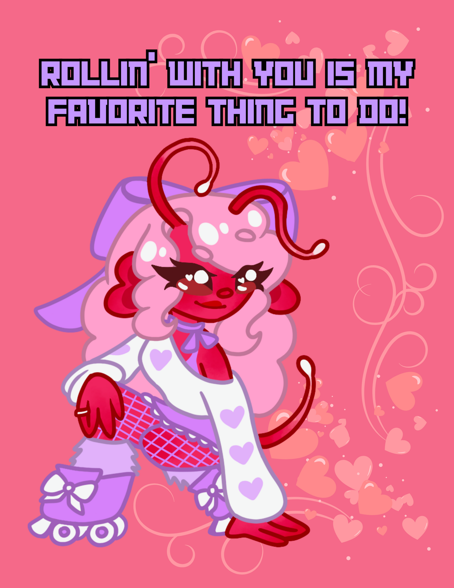 Kiwi Confused Alien Rollerskating Valentines - Digital Download & Print