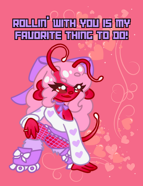 Kiwi Confused Alien Rollerskating  Valentines - Full Color Print (Set of 24 Cards)